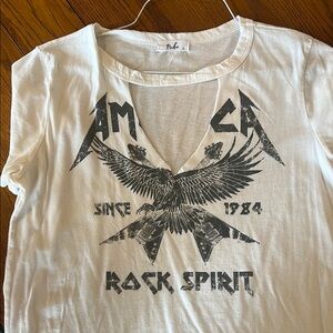 Spirit White Tee with Eagle and Text Design